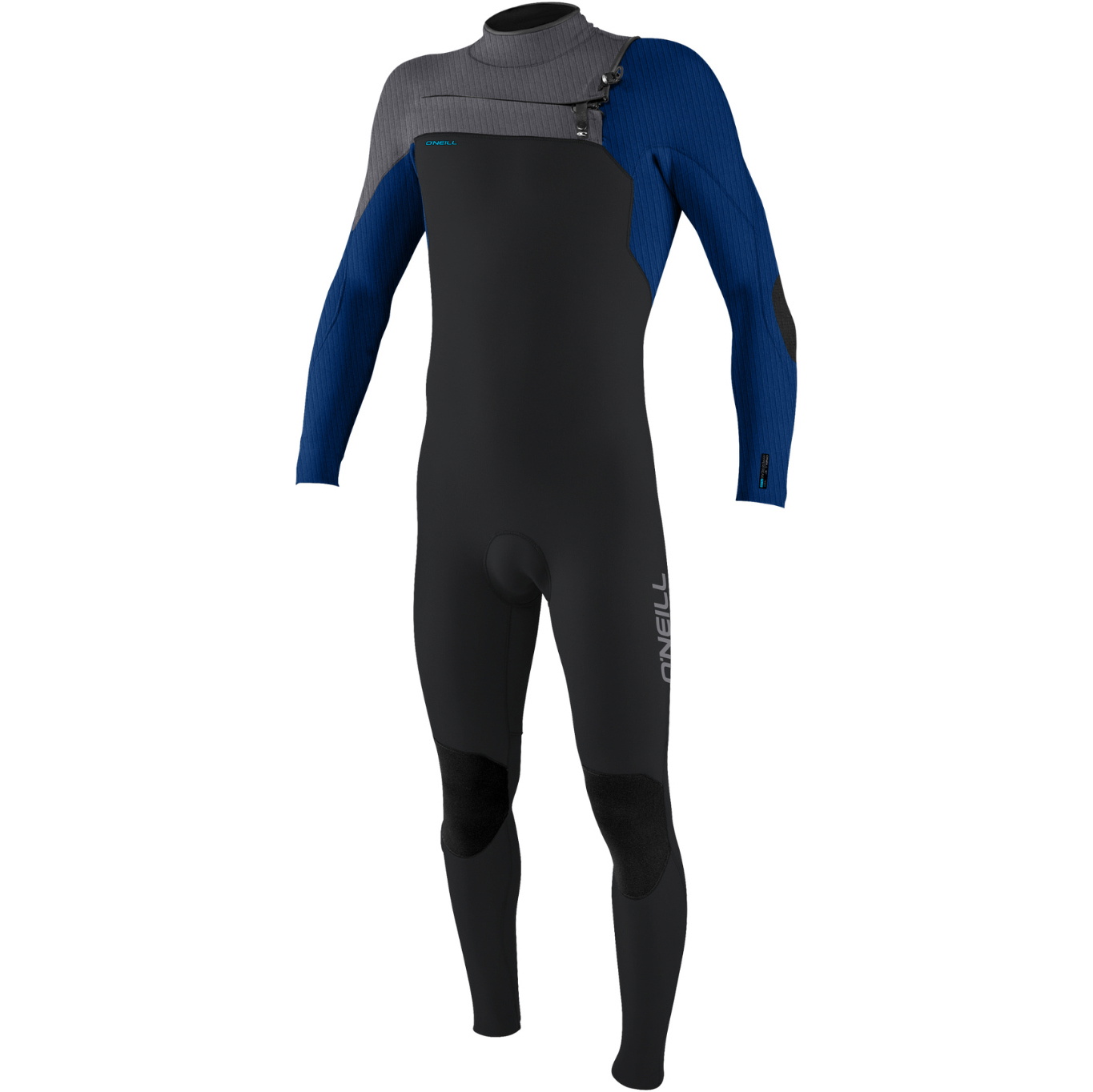 2026 O'Neill Junior Hyperfreak+ 4/3mm Chest Zip Wetsuit 5351 - Tempered Steel / Twilight Blue / Smoke